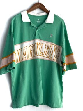 Men's Green Polo Shirt with White Collar mens oversized fit